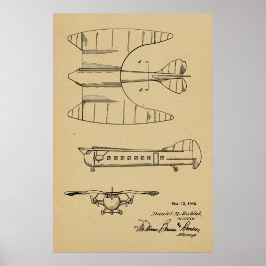 1946 Fluggastflugzeug-Patentkunst Zeichnend Druck Poster (Vorne)