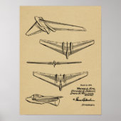 1946 Flying Wing Flugzeug Patent Art Zeichnend Pri Poster (Vorne)