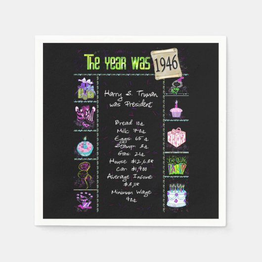 1946 Fun Facts Card Napkins Serviette (Vorderseite)