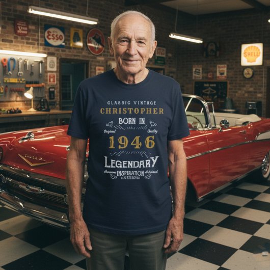 1946 Geburtstag Personalisiert Legendary Blue T-Shirt