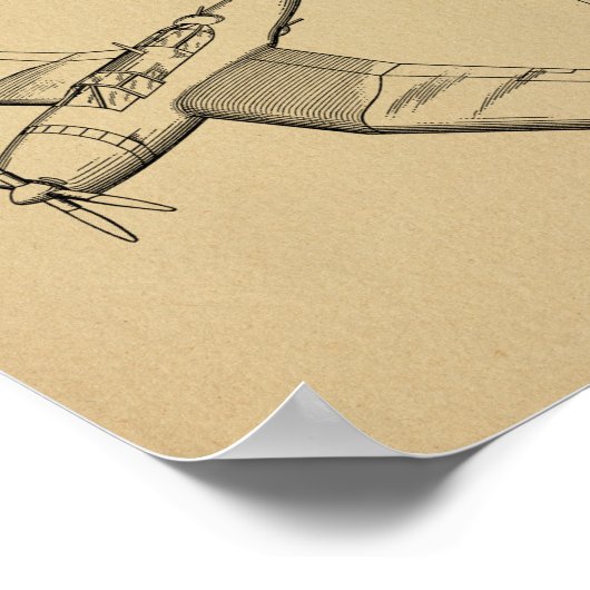 1946 Militärflugzeug-Patentkunst Zeichnend Druck Poster (Ecke)