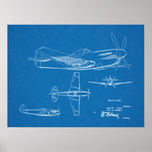 1946 Militärflugzeug-Patentkunstzeichnung Druck Poster