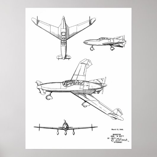 1946 Rücken Prop Flugzeug Patentkunst Zeichnend Dr Poster (Vorne)