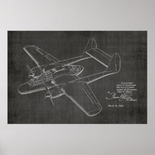 1946 Twin Flugzeug Patent Kunst Zeichnung Druck Poster
