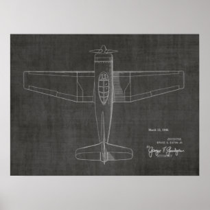 1946 Vintage Flugzeug Patent Kunst Zeichnung Druck Poster