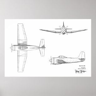1946 Vintage Flugzeug Patent Kunst Zeichnung Druck Poster