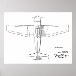1946 Vintage Flugzeug Patent Kunst Zeichnung Druck Poster