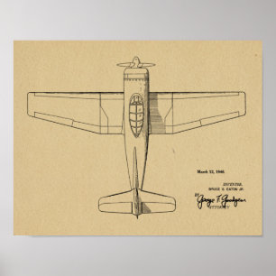 1946 Vintage Flugzeug Patent Kunst Zeichnung Druck Poster