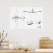 1946 Vintage Flugzeugpatentkunst Zeichnend Druck Poster (Küche)