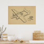 1946 Vintages Flugzeugpatent Zeichnend Kunstdruck Poster (Küche)