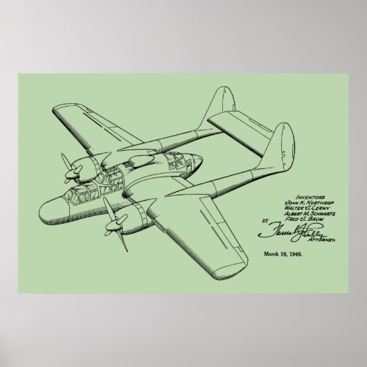 1946 Vintages Flugzeugpatent Zeichnend Kunstdruck Poster (Vorne)