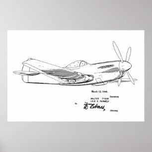 1946 WW2 Flugzeug Patent Kunst Zeichnung Druck Poster