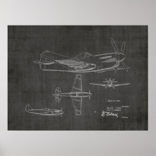 1946 WW2 Flugzeug Patent Kunst Zeichnung Druck Poster