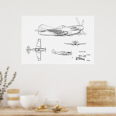 1946 WW2 Flugzeugpatentkunst Zeichnend Druck Poster (Küche)