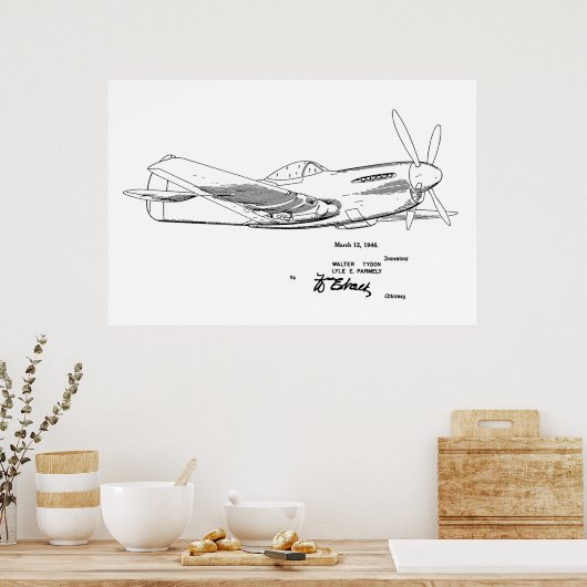 1946 WW2 Flugzeugpatentkunst Zeichnend Druck Poster (Küche)