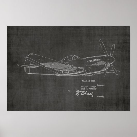 1946 WW2 Flugzeugpatentkunst Zeichnend Druck Poster (Vorne)
