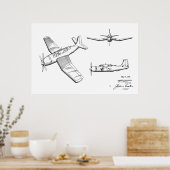 1946 WW2 Flugzeugpatentkunst Zeichnend Druck Poster (Küche)