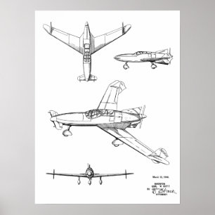 1946 Zeichnung einer hinten angetriebenen Flugmasc Poster