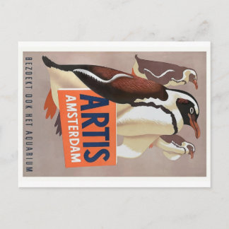 1947 Artis Zoo Amsterdam Penguins Poster Postkarte