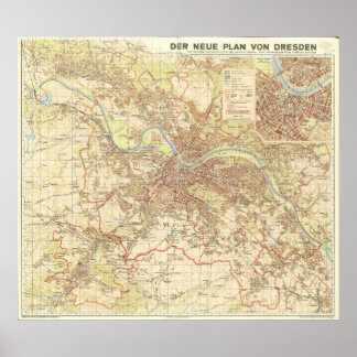 1947 Dresden City Map, German Urban Design Poster