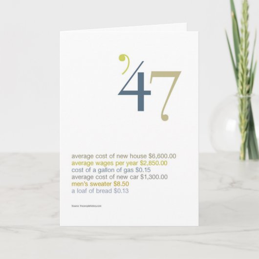 1947 Geburtstags-Spaß-Tatsachen Karte (Vorderseite)