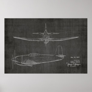 1947 Propellerflugzeug Patent Kunst Zeichnung Druc Poster