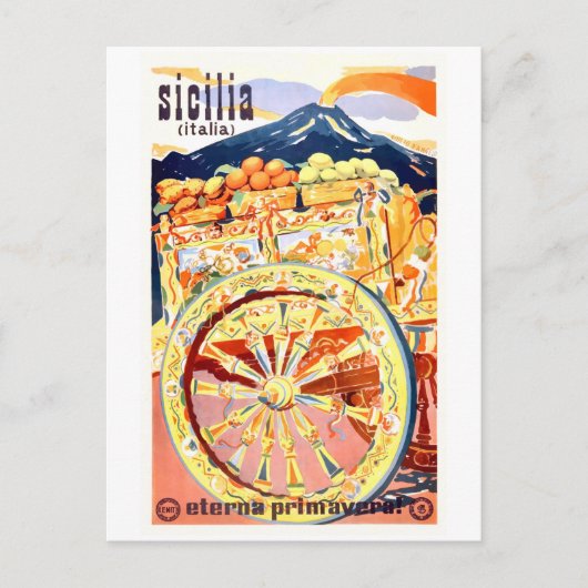 1947 Sizilien Italien Reiseplaner Ewiger Frühling Postkarte (Vorderseite)