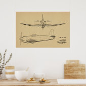 1947 Vintages Flugzeugpatent Zeichnend Kunstdruck Poster (Küche)