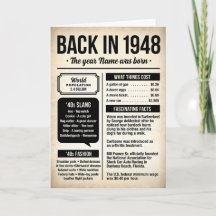 1948 Geburtstagskarte mit interessanten Fakten