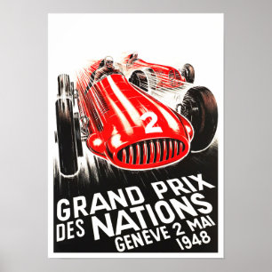 1948 Geneve Nations Grand Prix Vintag Poster