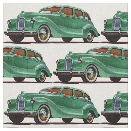 1948 grüner Austin Devon-Druck Stoff (Nahaufnahme)