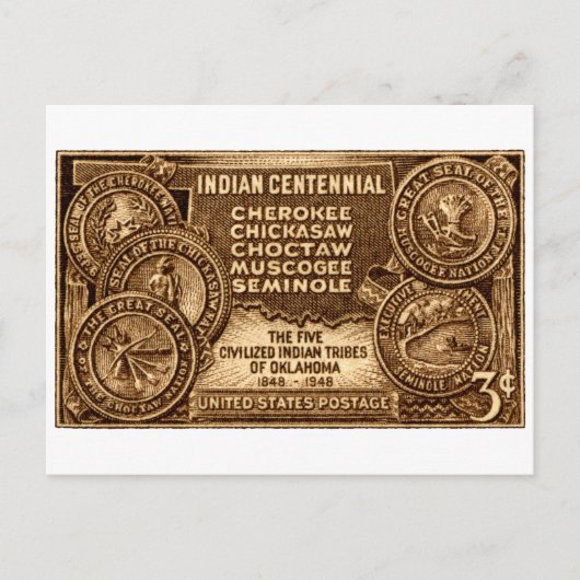 1948 Oklahoma Indian Centennial Briefmarke Postkarte (Vorderseite)