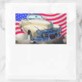 1948 Pontiac Silver Streak und United Staaten Flag Rechteckiger Aufkleber (Tasche)