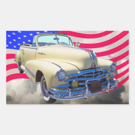 1948 Pontiac Silver Streak und United Staaten Flag Rechteckiger Aufkleber (Vorderseite)