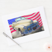1948 Pontiac Silver Streak und United Staaten Flag Rechteckiger Aufkleber (Umschlag)