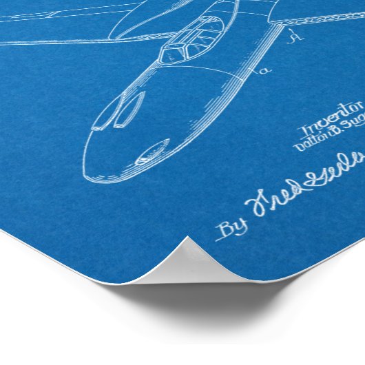 1948 Pusher Flugzeug Patent Art Zeichnend Print Poster (Ecke)