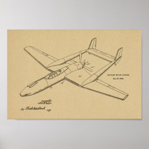 1948 Pusher Flugzeug Patent Art Zeichnend Print Poster