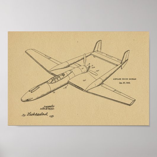 1948 Pusher Flugzeug Patent Art Zeichnend Print Poster (Vorne)