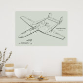 1948 Pusher Flugzeug Patent Art Zeichnend Print Poster (Küche)