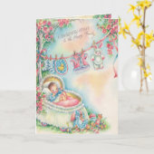 1948 Vintag Baby Glückwunschkarte Karte (Gelbe Blume)