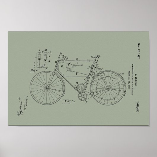 1948 Vintag Schwinn Bicycle Patent Art Print Poster (Vorne)