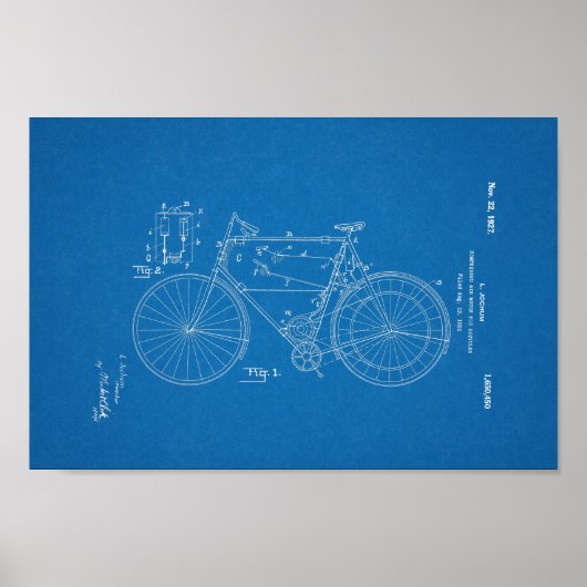 1948 Vintag Schwinn Bicycle Patent Blueprint Art Poster (Vorne)