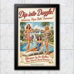 1948 Vintage Aqua Belle Badeanzug-Werbung Poster