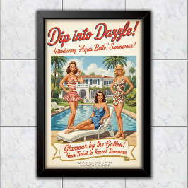 1948 Vintage Aqua Belle Swimwear Advertising Poster