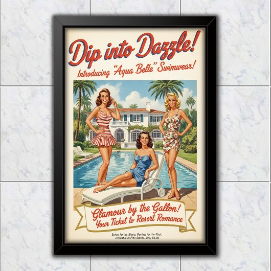 1948 Vintage Aqua Belle Swimwear Advertising Poster