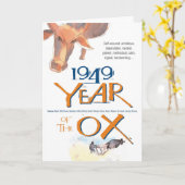 1949 Chinese-Tierkreis-Ochsen-lustiger Geburtstag Karte (Gelbe Blume)