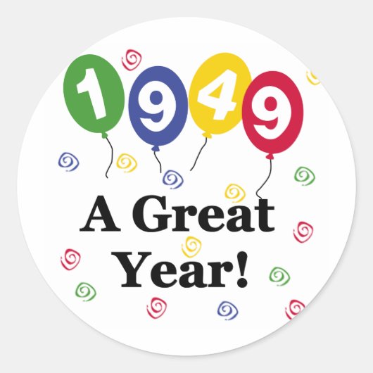 1949 ein großes Jahr zum Geburtstag Runder Aufkleber (Vorderseite)