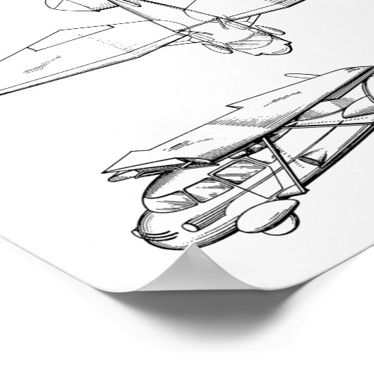 1949 Flying Car Airplane Patent Art Zeichnend Prin Poster (Ecke)