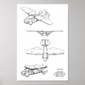 1949 Flying Car Airplane Patent Art Zeichnend Prin Poster (Vorne)