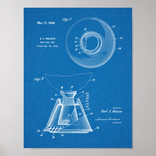 1949 Golf Ball T-Shirt Patentkunst Zeichnend Print Poster (Vorne)